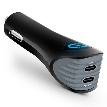 Naztech Naztech Turbo 30W USB-C PD + USB-C Car Charger Black 14390